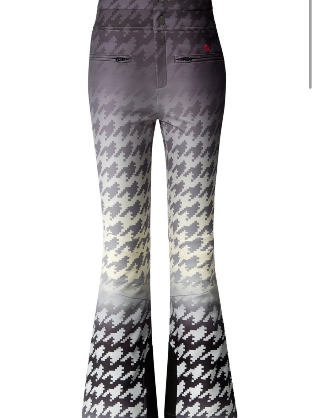 Perfect Moment Gray and Cream Houndstooth Flare Ski Pants